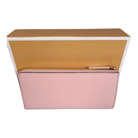 Michael Kors Jet Set Wallet Travel Large Three Qtr Zip Leather Powder Blush nwt - Picture 6 of 7